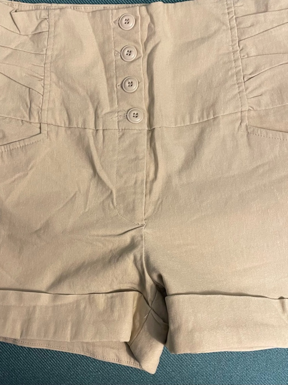 Have & Have Stretch High-Waist Button-Front Women’s Shorts — Cream
